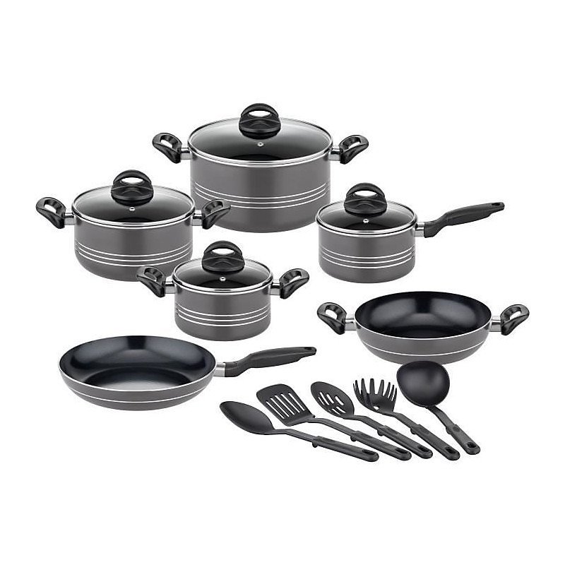 Batterie de cuisine GSW Milano Grey 15 pieces aluminium induction – Réf. GLLOEPTXG2862535047