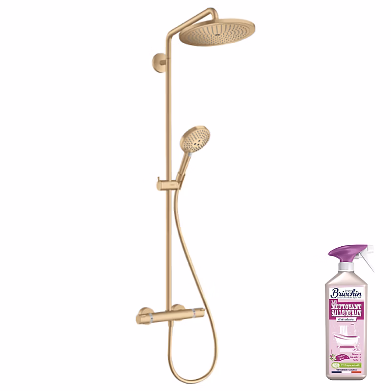 Colonne de douche thermostatique HANSGROHE Croma Select S 280 Bronze brossée + nettoyant Briochin – Réf. SKNNBIRSL2083922974