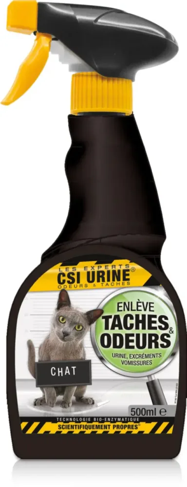 Côté extérieur:Nettoyant enzymatique urine pour chaton et chat enlève taches et odeurs CS Urine - spray de 500 ml