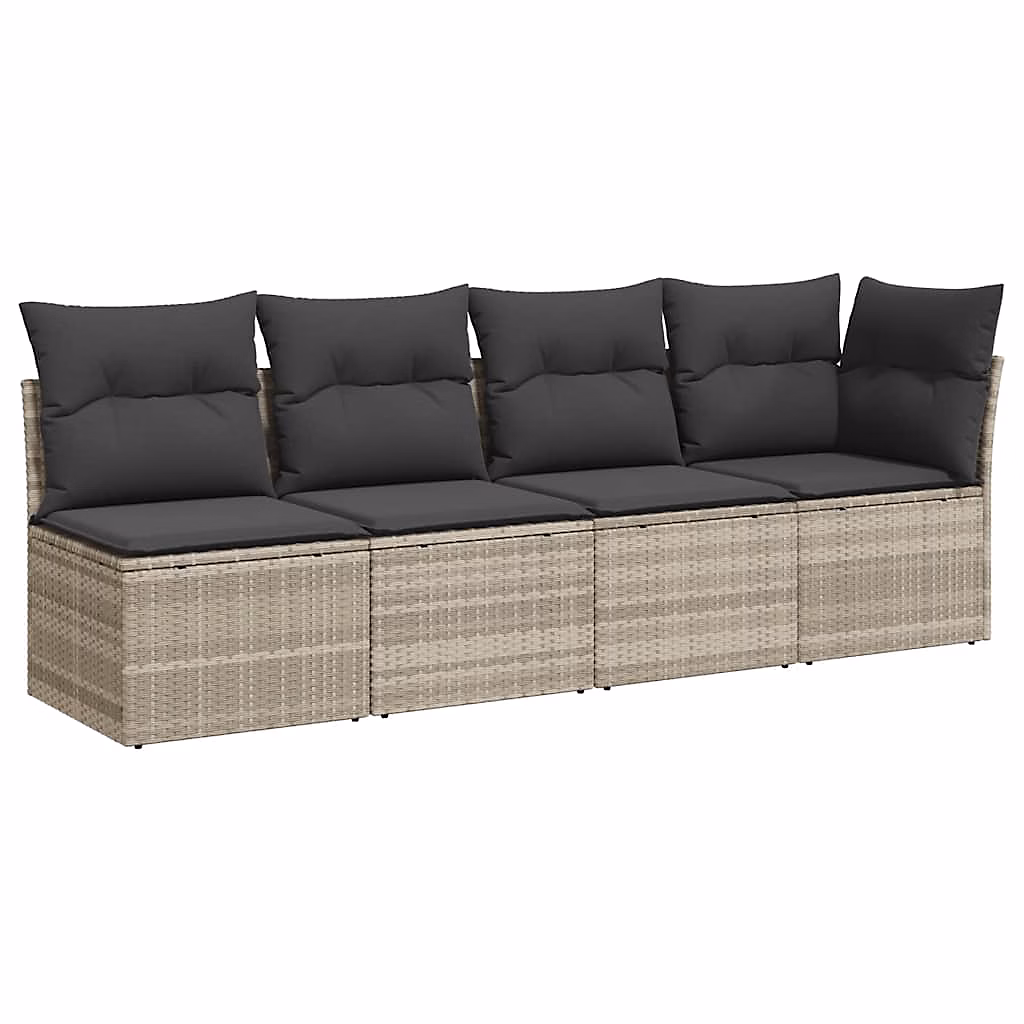 Canapé de jardin et coussins 4 places gris clair résine tressée vidaXL – Réf. DXDITXKSK0871718164
