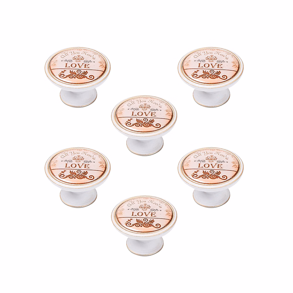 6 Un. bouton poignées de meuble Vintage Retro métal bronze patine blanc – diamètre 37MM