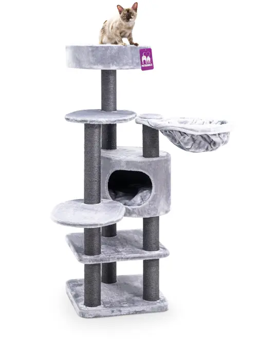Jardin fonctionnel:Arbre à chat coloris gris Petrebels Jane 138 - 50 x 50 x 138 cm