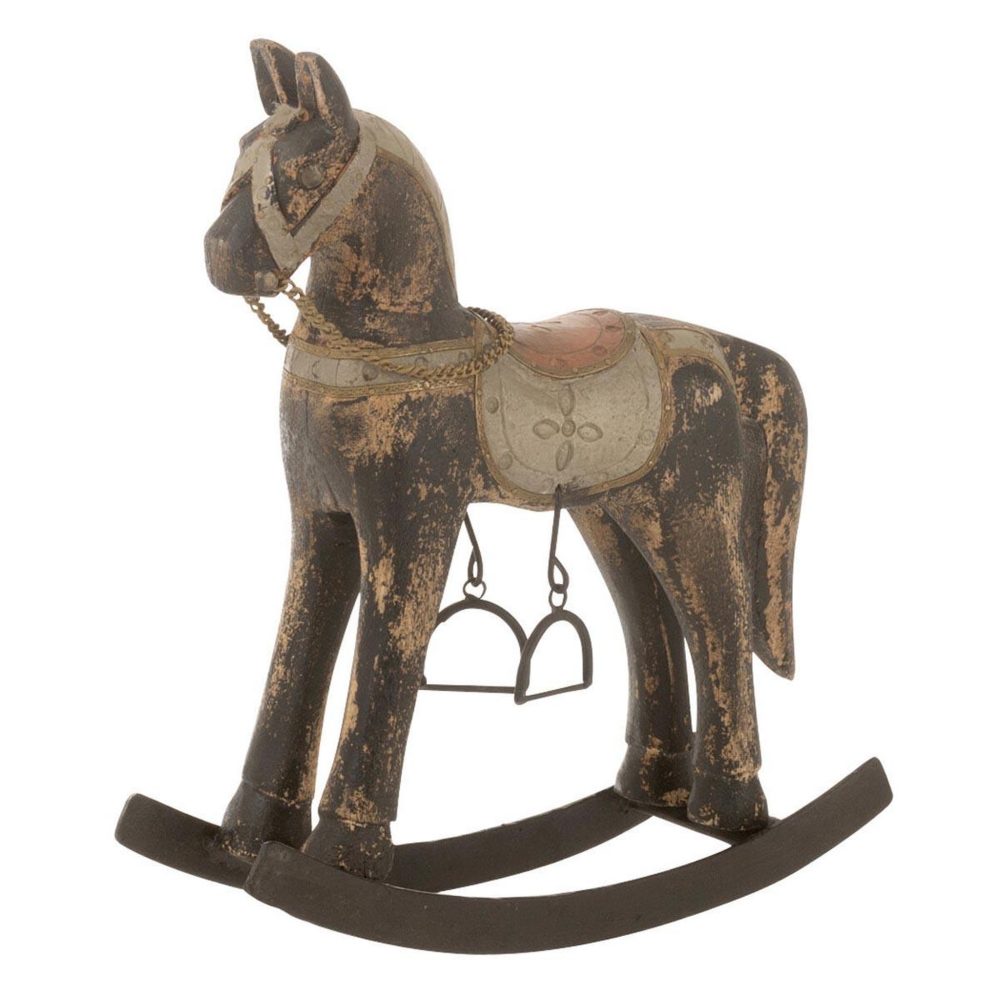 J-LINE Cheval à bascule en bois jerrod 34cm multicolore