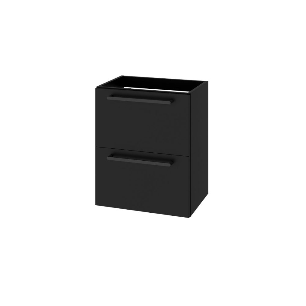Meuble de salle de bains – Meuble sous vasque suspendu noir mat 2 tiroirs l.50 x H.60 x P.36 cm GoodHome Imandra