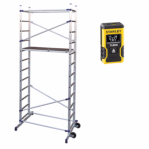 Echafaudage domestique : Hauteur de travail max 4.36m + Télémètre laser STANLEY – PN/CLI-LASER
