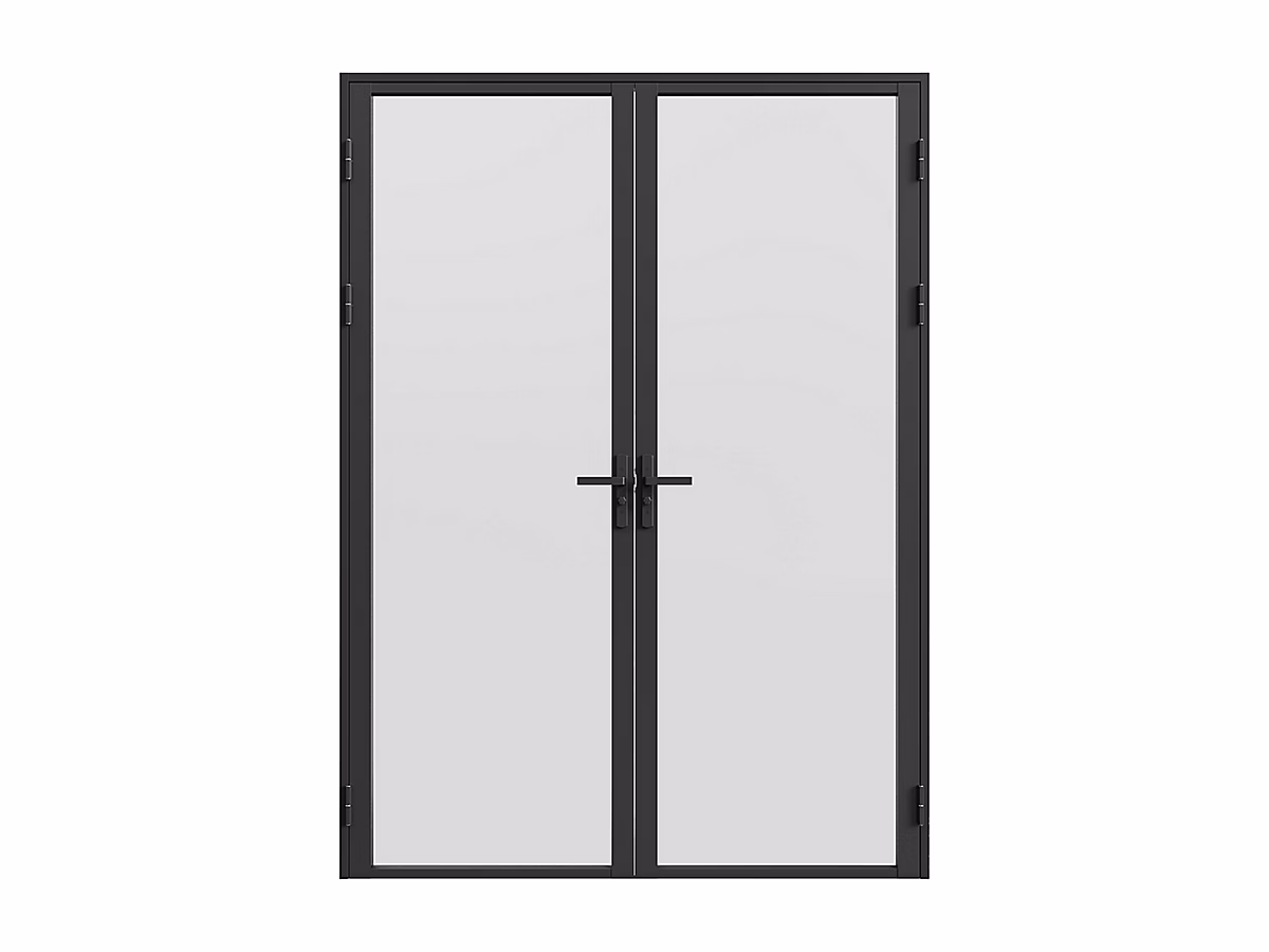 Bloc porte réversible à deux battants en aluminium et verre trempé dépoli | 2 x H204 x L83 cm – Noir – LOXTON