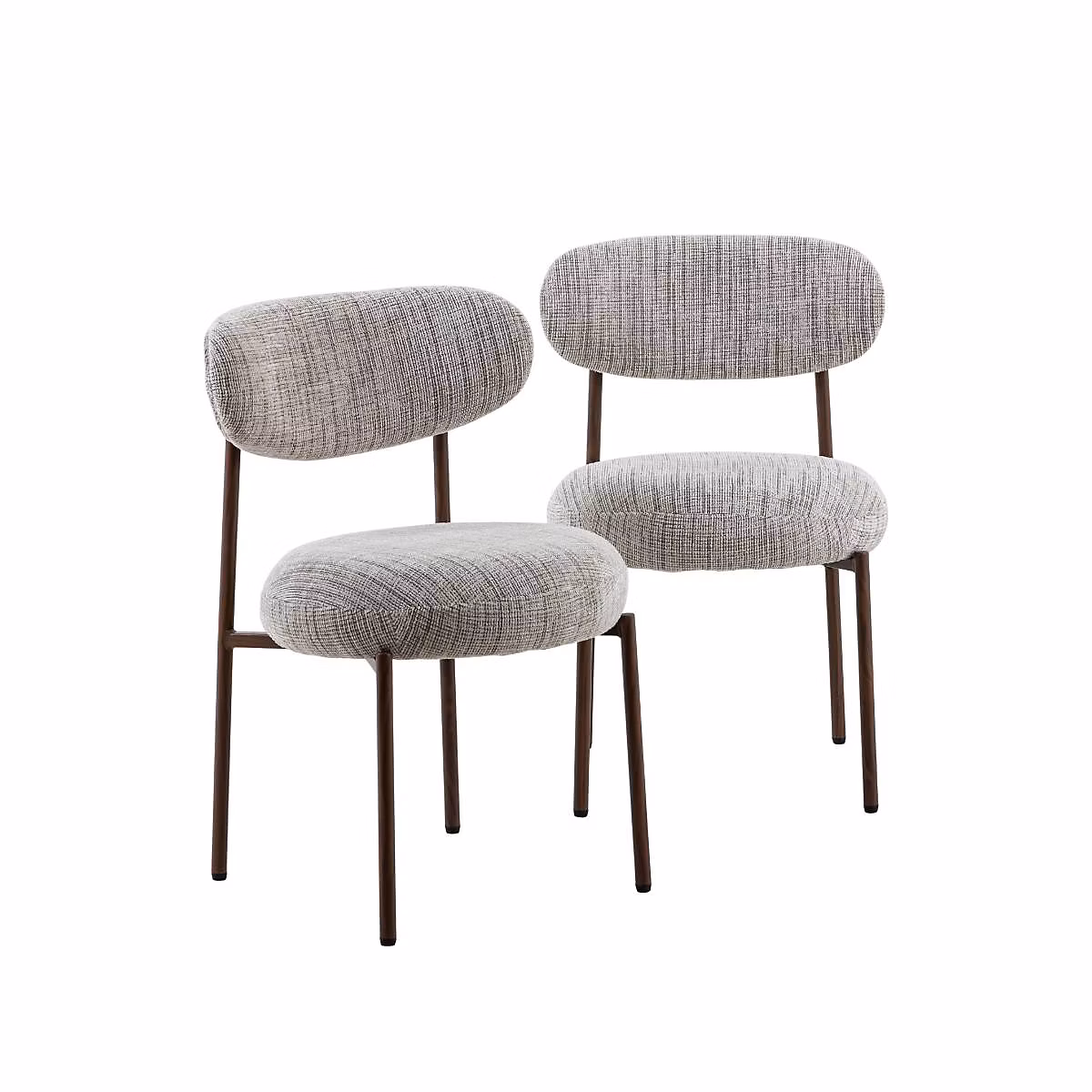 Chaise tissu écru chiné taupe pieds métal effet bois Janis (lot de 2) – Réf. PQBNPRKNQ3975452041