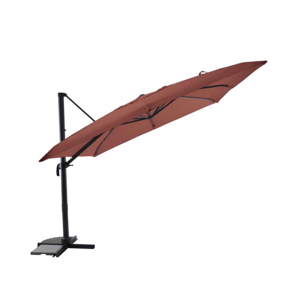 JARDIDECO Parasol déportée carré inclinable 5 positions brique chiné - 3 x 3 m - jardideco