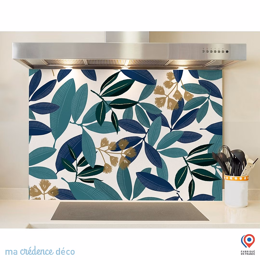 Crédence cuisine fond de hotte Végétation 2 – Verre trempé, L 90 cm x H 70 cm, MaCrédenceDéco