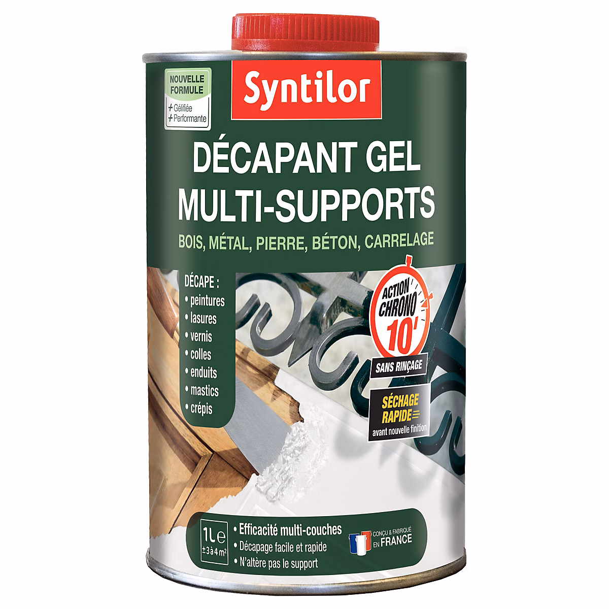 Décapant gel bois – métal, pierre, béton, carrelage 1L Syntilor, action rapide