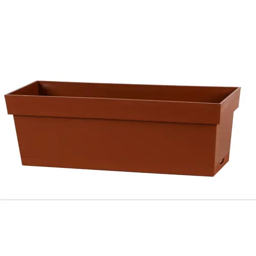 Jardin fonctionnel:Jardinière toscane Poetic botanic® avec plateau clipsé coloris marron en plastique recyclé 10 L - 50 x 18 x 16,7 cm