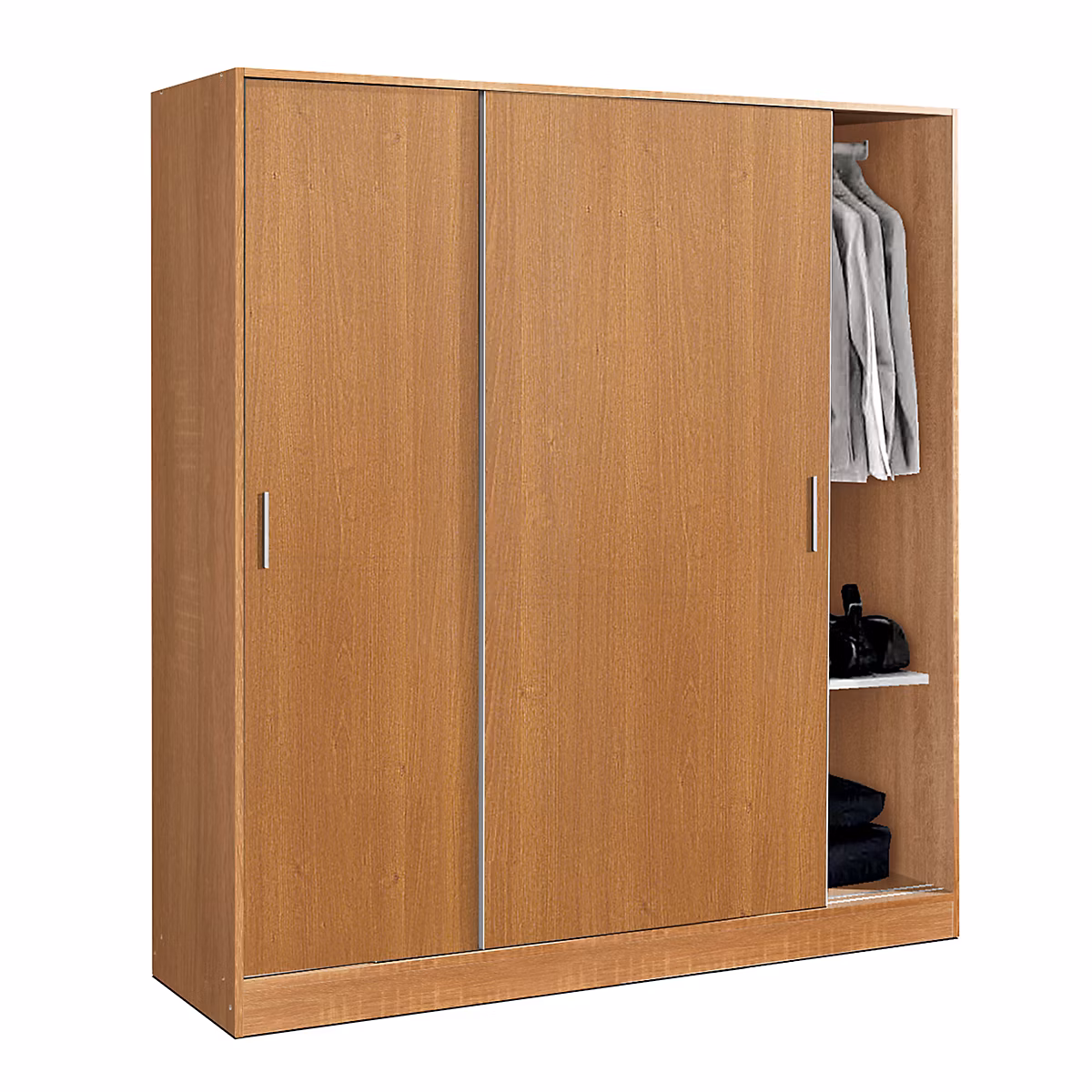 Armoire / placard de rangement de 2 portes coulissantes coloris Merisier – longueur 182 x profondeur 56 x hauteur 200 cm