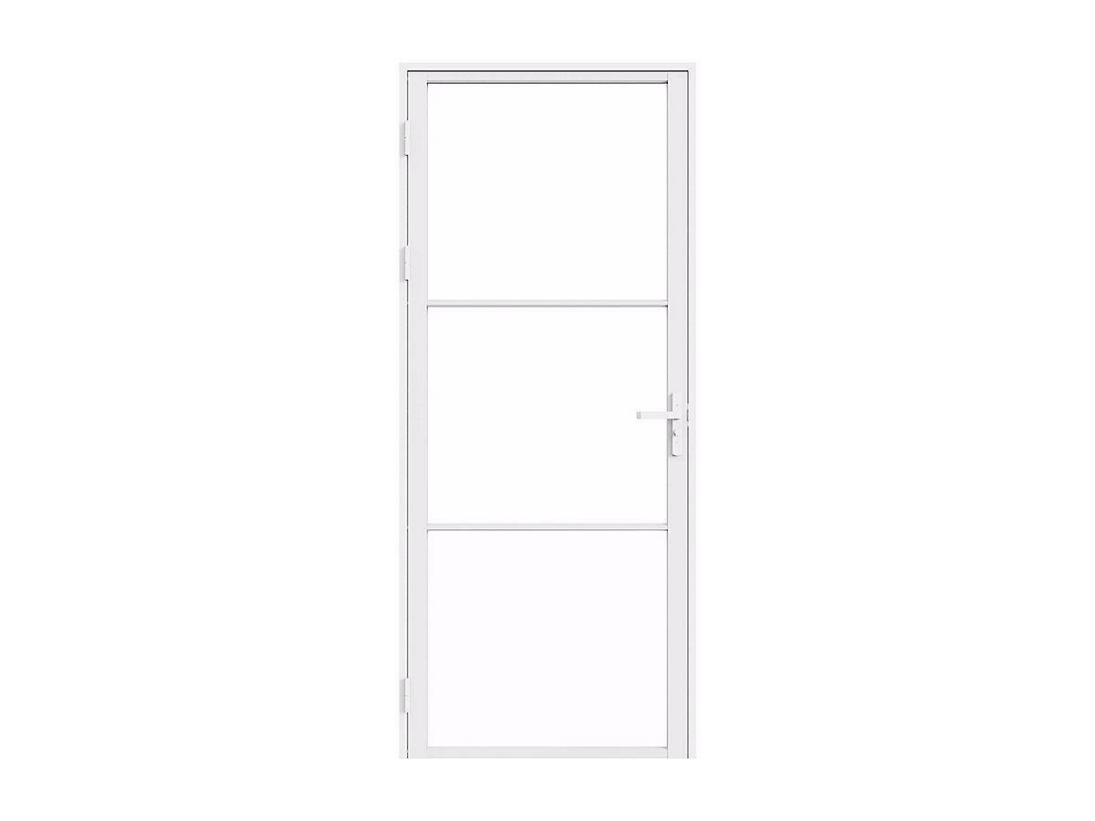 Bloc porte réversible en aluminium et verre trempé – H204 x L73 cm, Blanc, MASERU