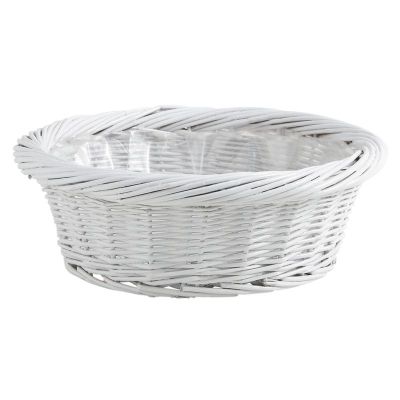 Corbeille en osier laqué blanc avec doublure plastique