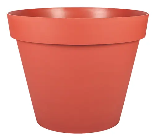 Extérieur moderne：Pot rond en plastique coloris terre battue EDA Toscane - Ø 20 x H 17 cm