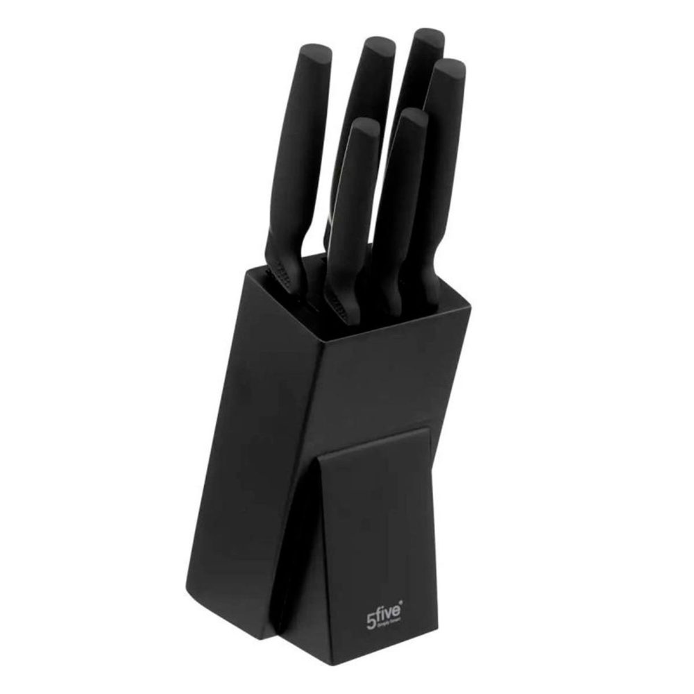 FIVE Bloc 6 couteaux design caractère 34cm noir