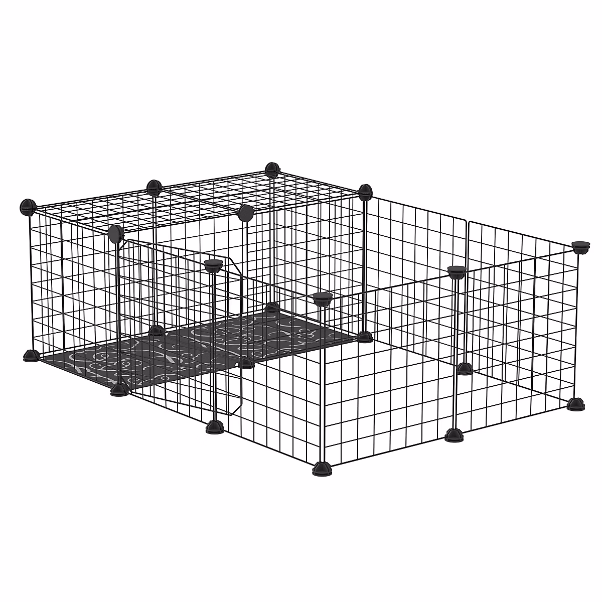 Cage parc enclos rongeurs modulable dim. L 105 x l 70 x H 35 cm résine PP fil métallique noir – Réf. ZNGPUNFMO1952913407