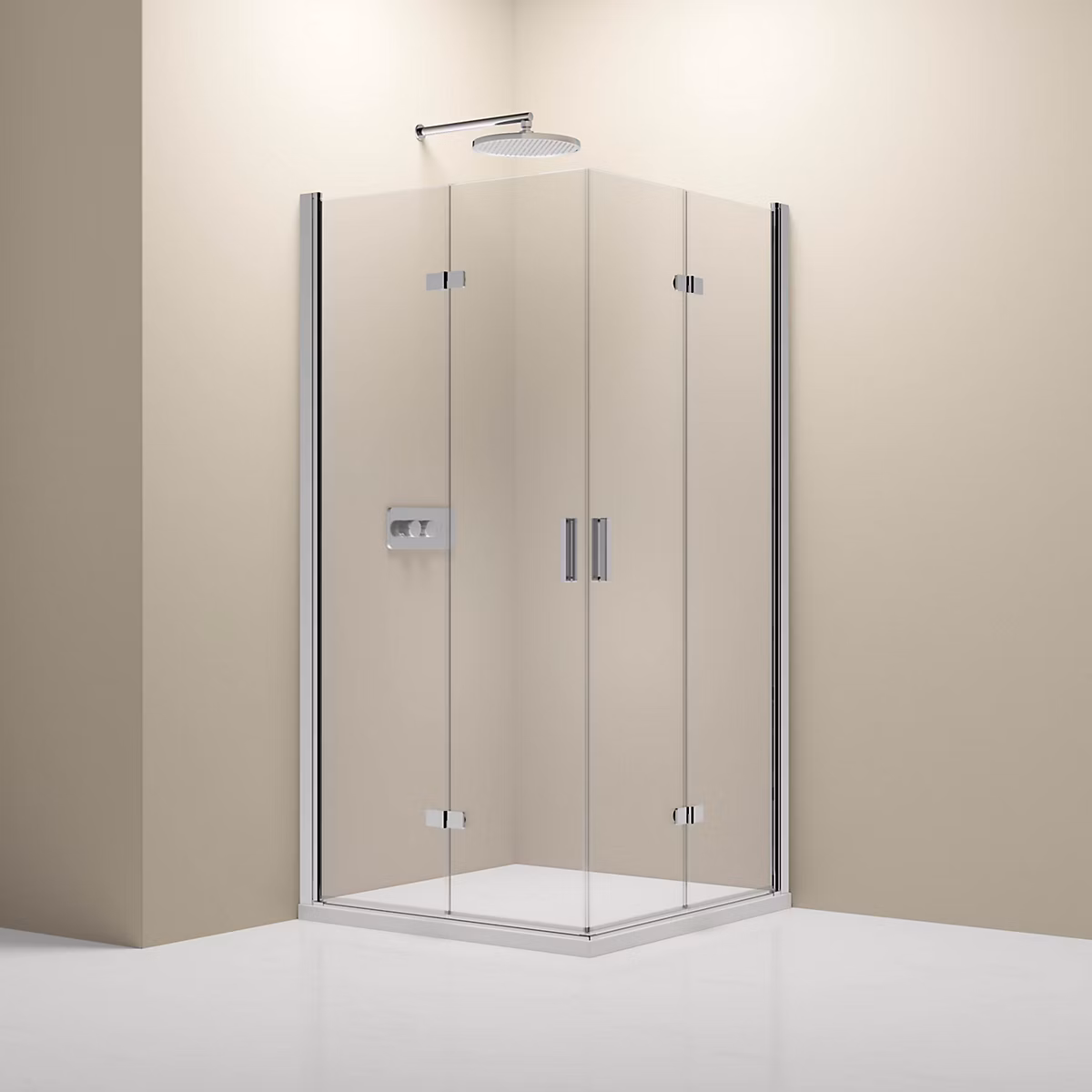 Cabine de douche d'angle verre 8mm Cabine de douche intégrale Parre douche 2 portes pliantes angle – NT213 | 100 × 80 × 195cm | Chrome