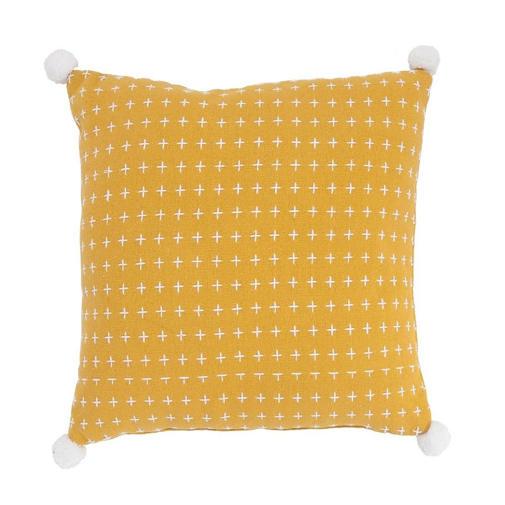 Coussin à pompons en polycoton 40 × 40cm 40 × 40cm