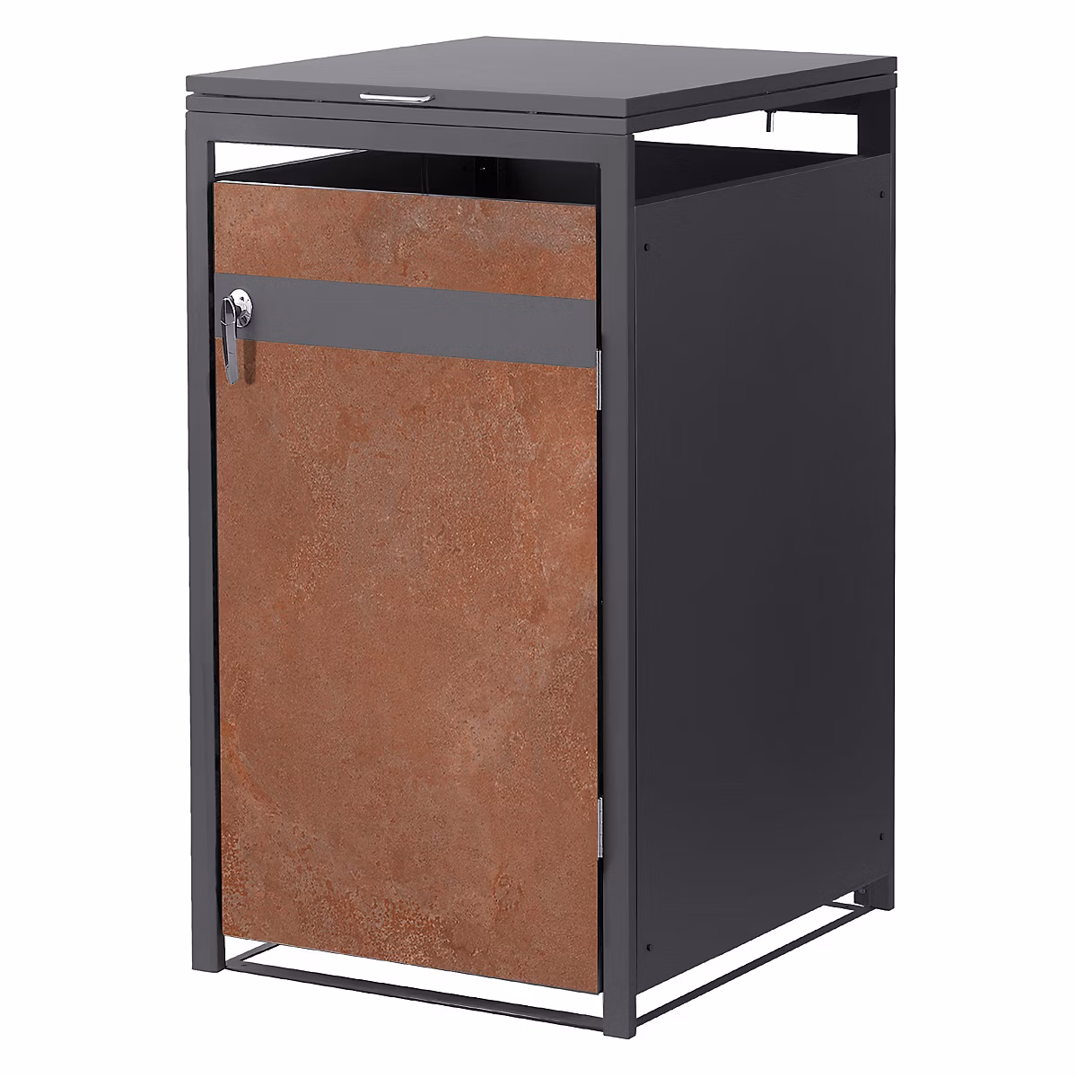 Abri pour 1 poubelle ML-Design 68 × 80 × 120 cm 240L anthracite/aspect rouillé acier couvercle et porte