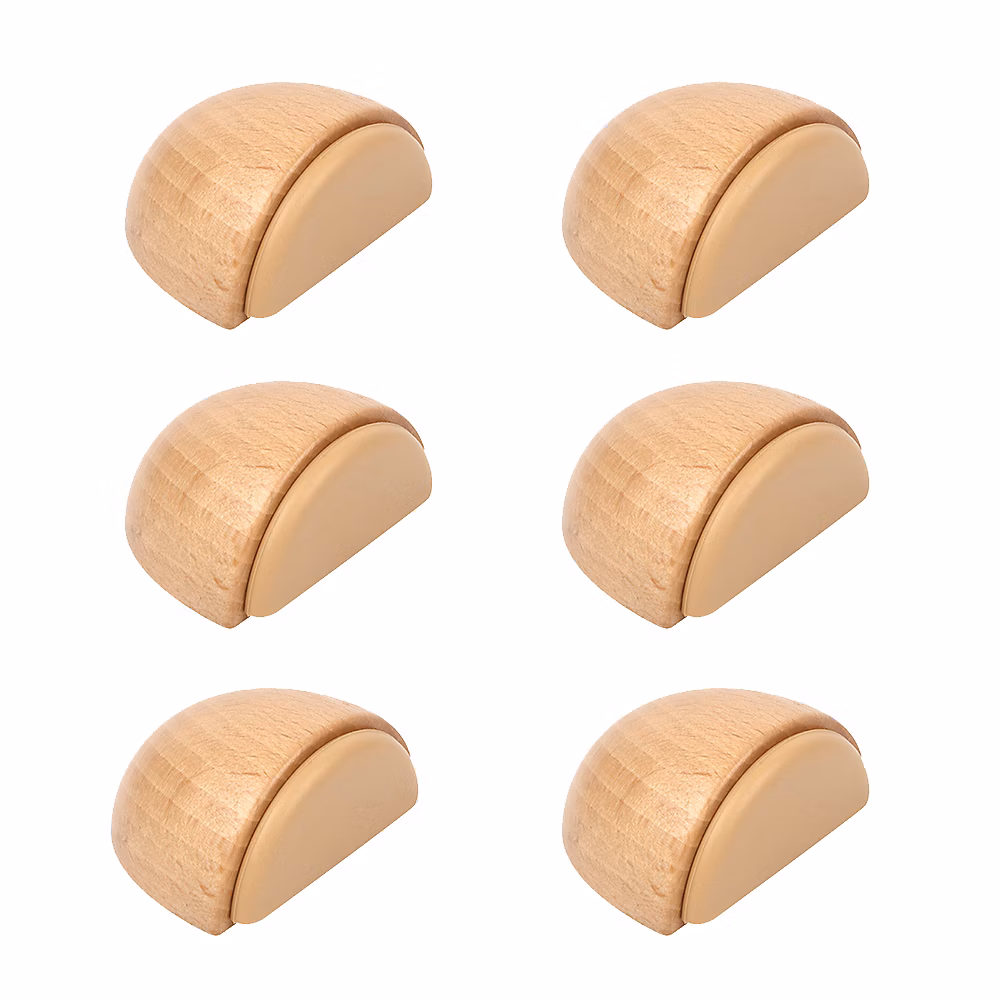 6 Un. Butée de porte adhésive en bois de hêtre naturel 47 × 38MM