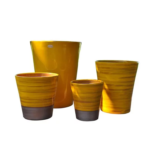 Le choix pour le jardin:Pot Sydney Ibiza Sunshine en terre cuite émaillée H 35 x Ø 33 cm