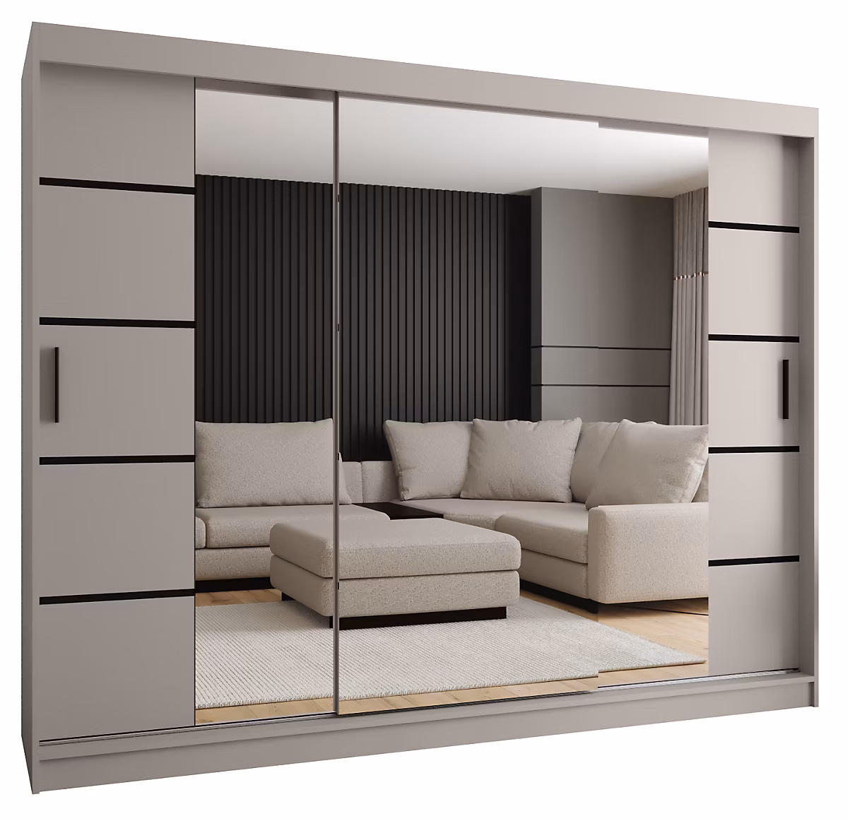 Armoire Rubino V4 a portes coulissante H. 200 x L. 250 x P. 62 – 3 portes