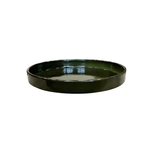 Jardin durable：Soucoupe ronde en métal recyclé coloris vert algue vif Upcycle Cylindre XXL - Ø 40 x H 5 cm