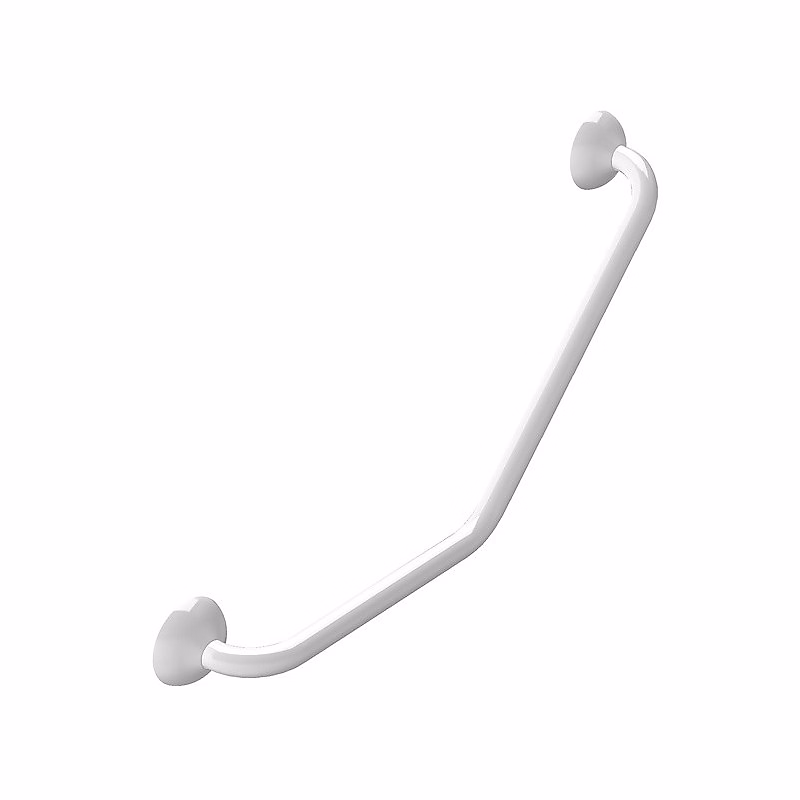 Aménagement salle de bains PMR – Barre de redressement ou d'appui coudée ECO Acier Inox 71cm Blanc Spirella