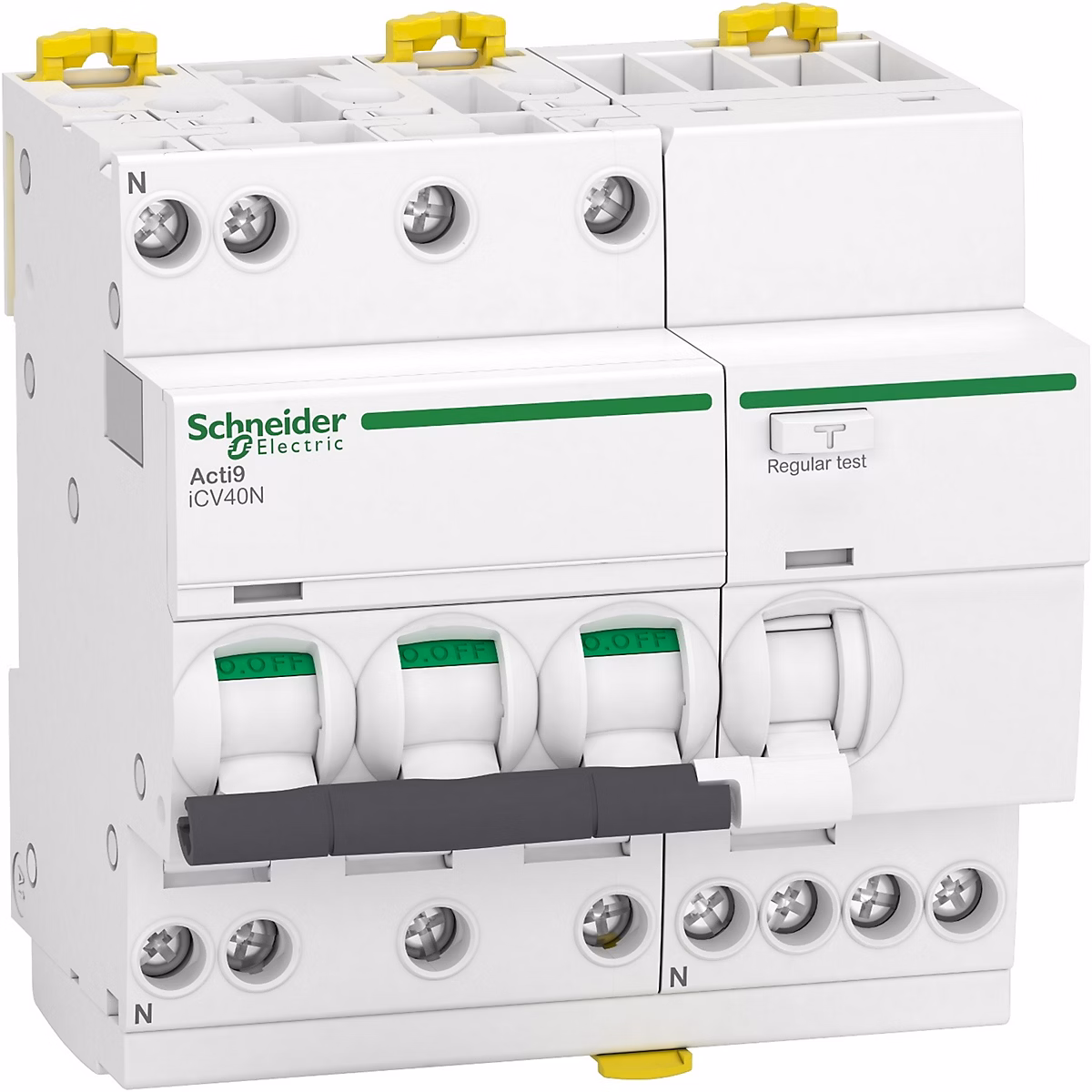 A9de3740 Disjoncteur Différentiel Triphasé 3p+n 40a – 30ma, 6ka, Type Ac Courbe C, Schneider Icv40n