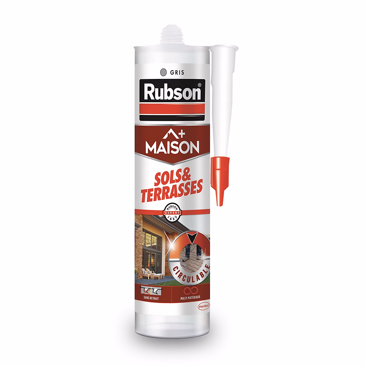 Mastic silicone gris sols et terrasses – cartouche de 280 ml Rubson