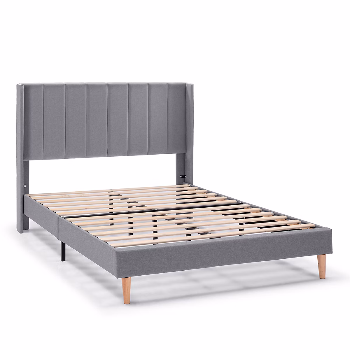 Cadre de lit rembourré Noelia 30 cm – 90 × 190 cm, Gris foncé