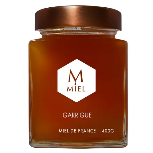 À adopter pour l’extérieur:Miel de garrigue dans un pot en verre Hexagone - 400 g