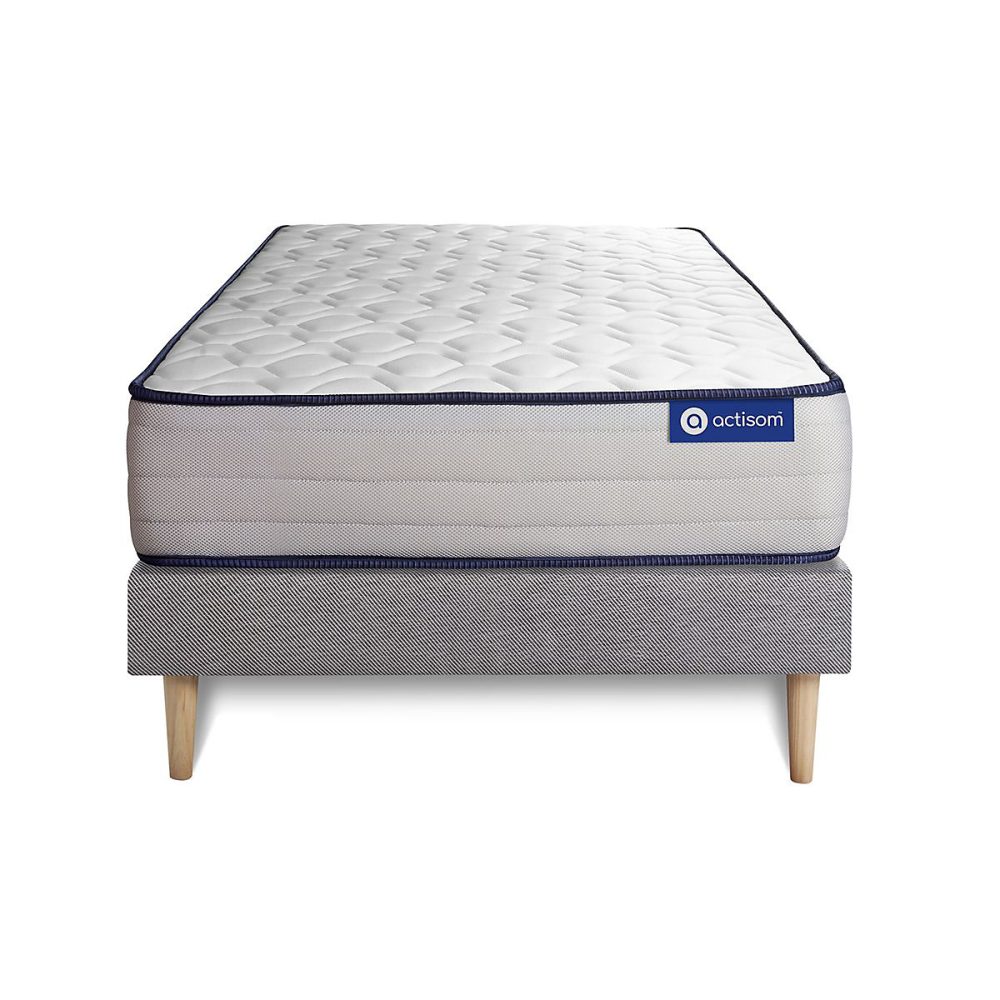 Ensemble – Matelas Latex et mémoire de forme 22cm d'épaisseur, 5 zones de confort, Confort ferme, Sommier tapissier en kit