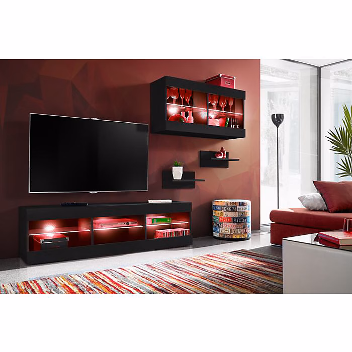 Ensemble Komodee TIVOLI SET3 avec LED RGB – Noir Noir 35 × 240 × 195 cm