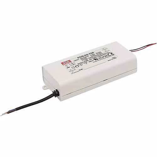 Driver LED PCD-60-700B 60 W – sortie 700 mA, dimmable, boîtier plastique IP30 pour usage intérieur