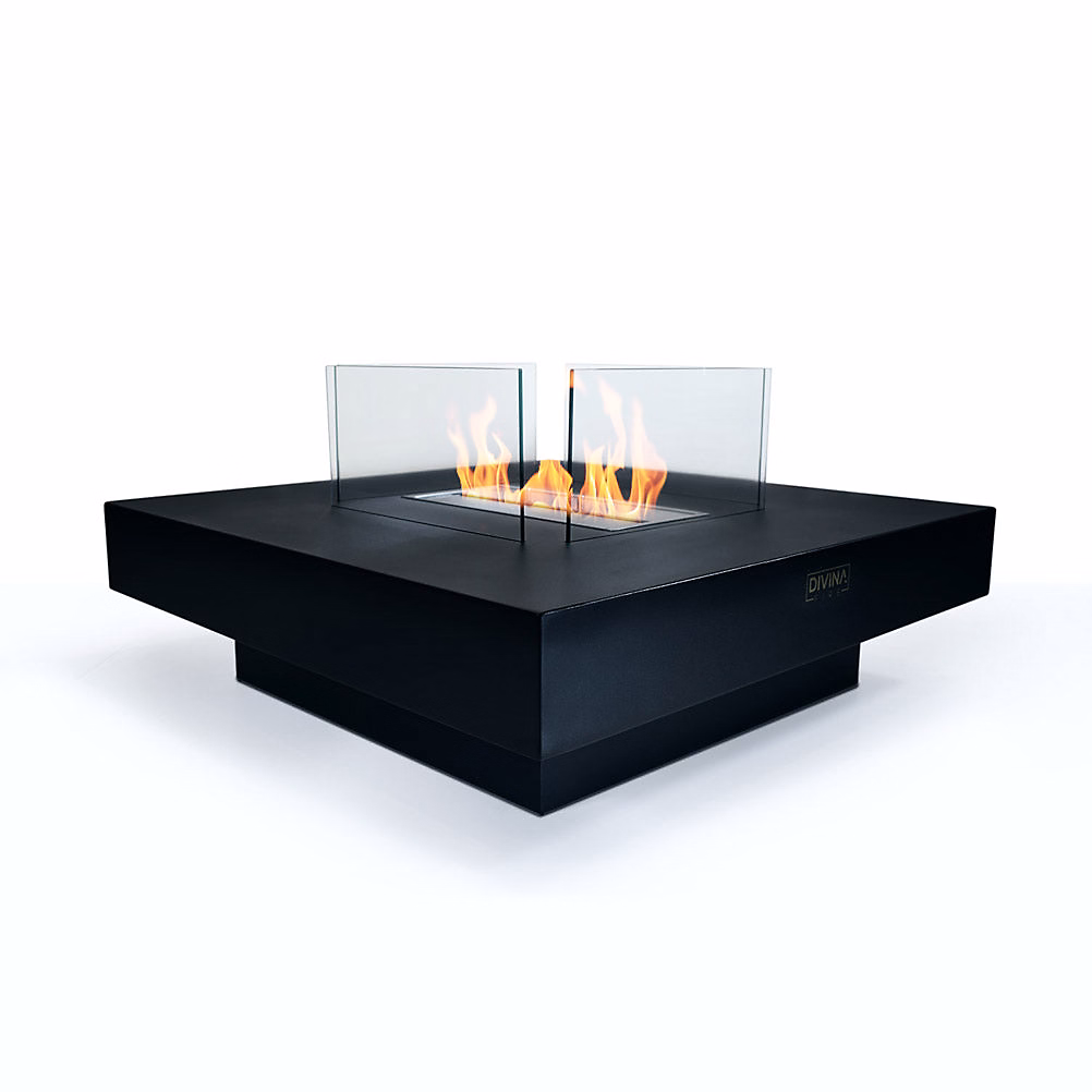 Chauffage d'appoint – Cheminée Bioéthanol Sur Pied Panarea Black 70X70X35 Pour Intérieur/Extérieur