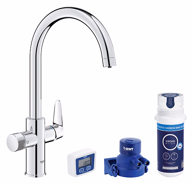 Evier et robinet de cuisine – Mitigeur de cuisine filtrant chromé Grohe Blue Pure Curve brillant