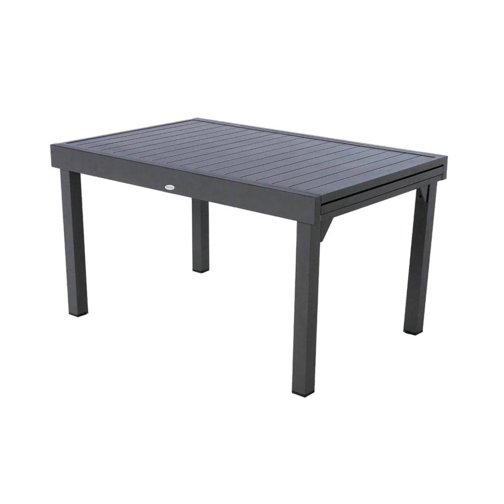 HESPERIDE Table extensible rectangulaire alu piazza 6/10 places graphite - hespéride