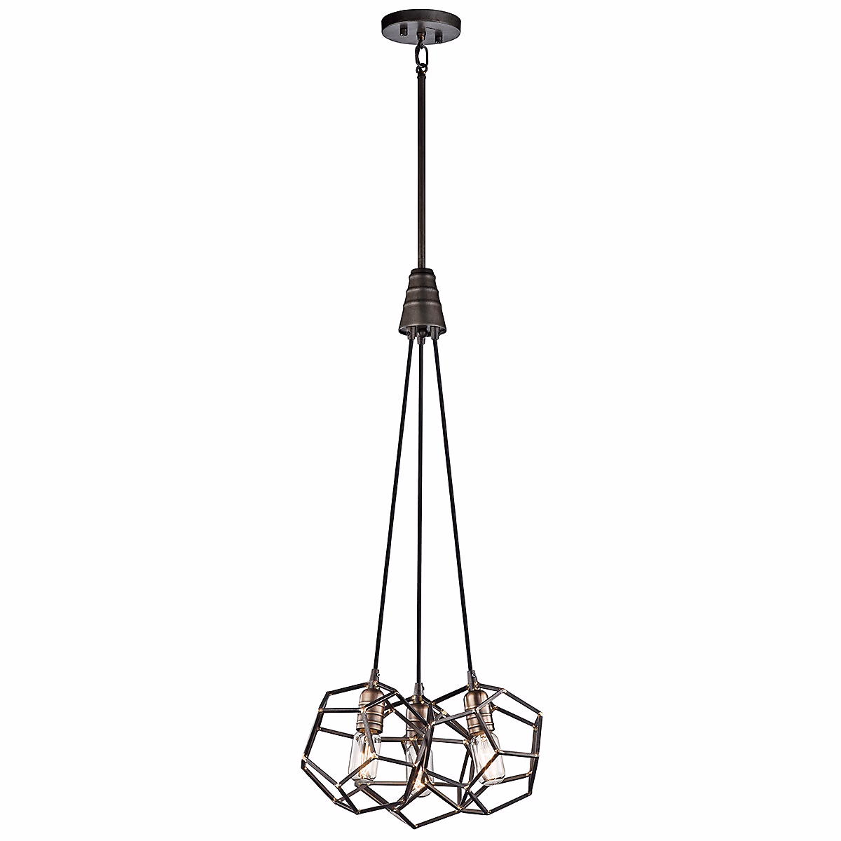 Elstead Rocklyn – Suspension à 3 grappes de lumière Cage Light Steel, E27