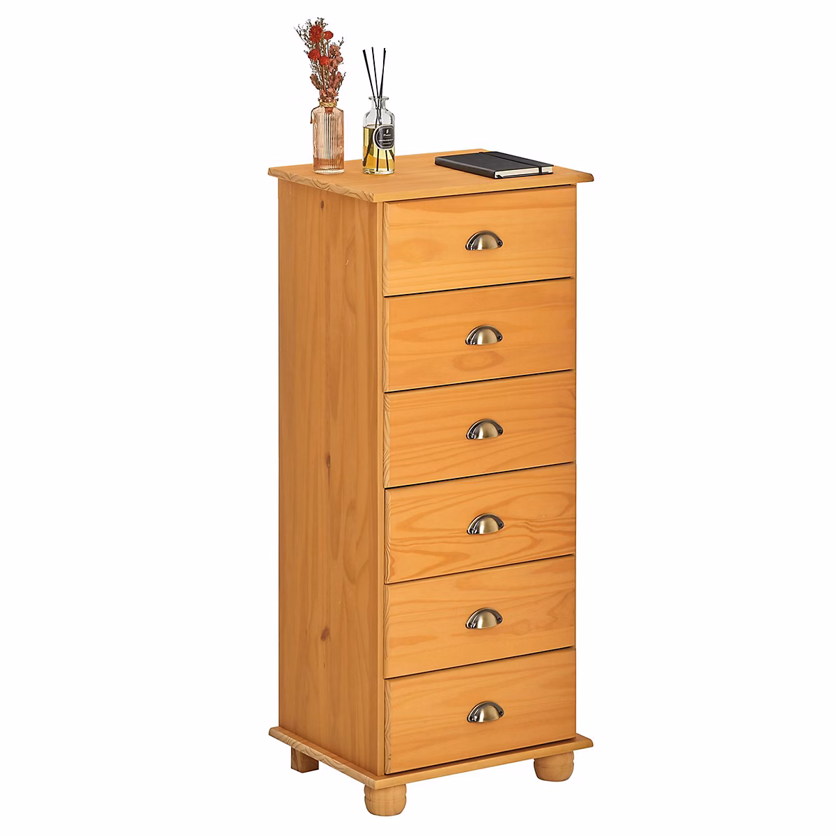 Chiffonnier COLMAR avec 6 tiroirs – en pin massif finition teintée/cirée