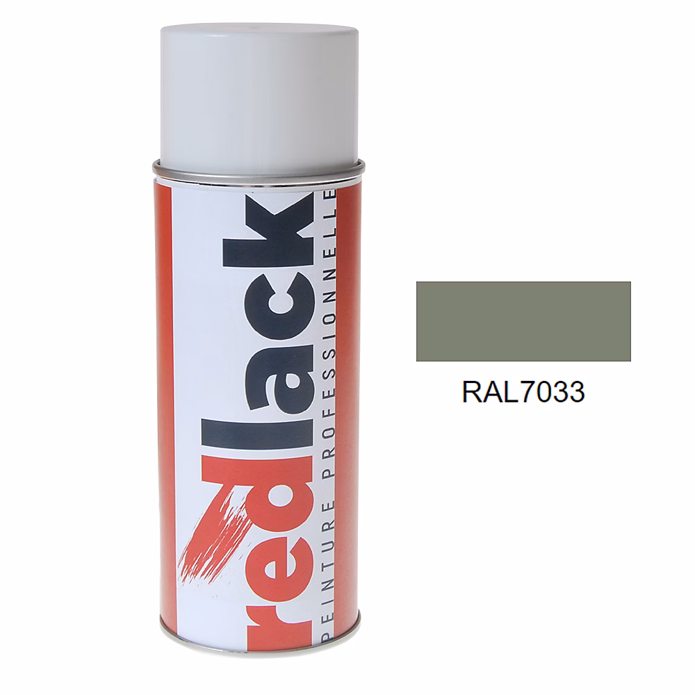 Bombe de peinture Aérosol | spray – 400ml – RAL 7033 Gris ciment – Satiné – multisupport – Redlack – RAL7033