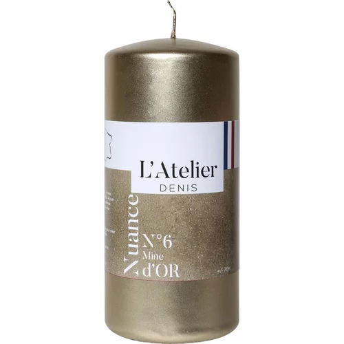 Une idée pratique pour l’extérieur：Bougie cylindrique taille L or L’Atelier de Denis - Ø 6,8 x H 14,5 cm