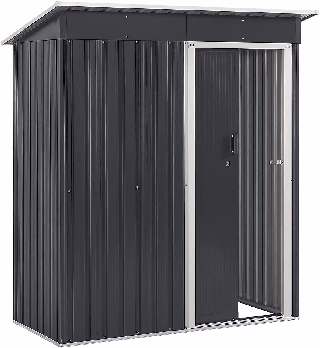 Abri de Jardin en Metal Gris avec Porte Coulissante et Toit Incliné 1 – 4 m2