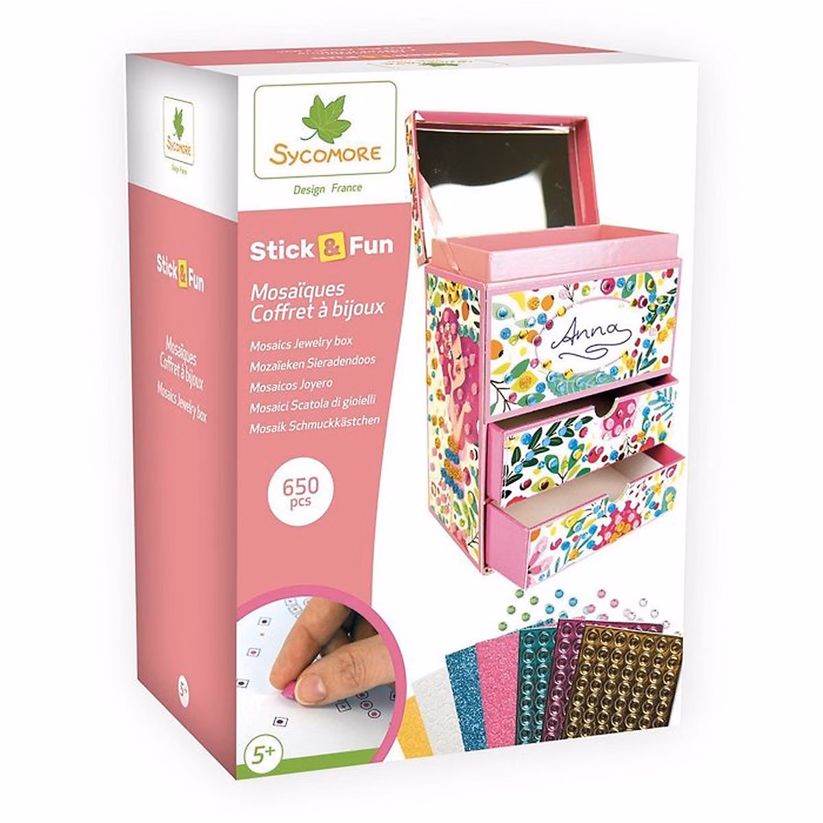 Coffret bijoux mosaique Sycomore Stick n Fun 3D multicouleur 15.5 × 10.5 × 19.5 cm