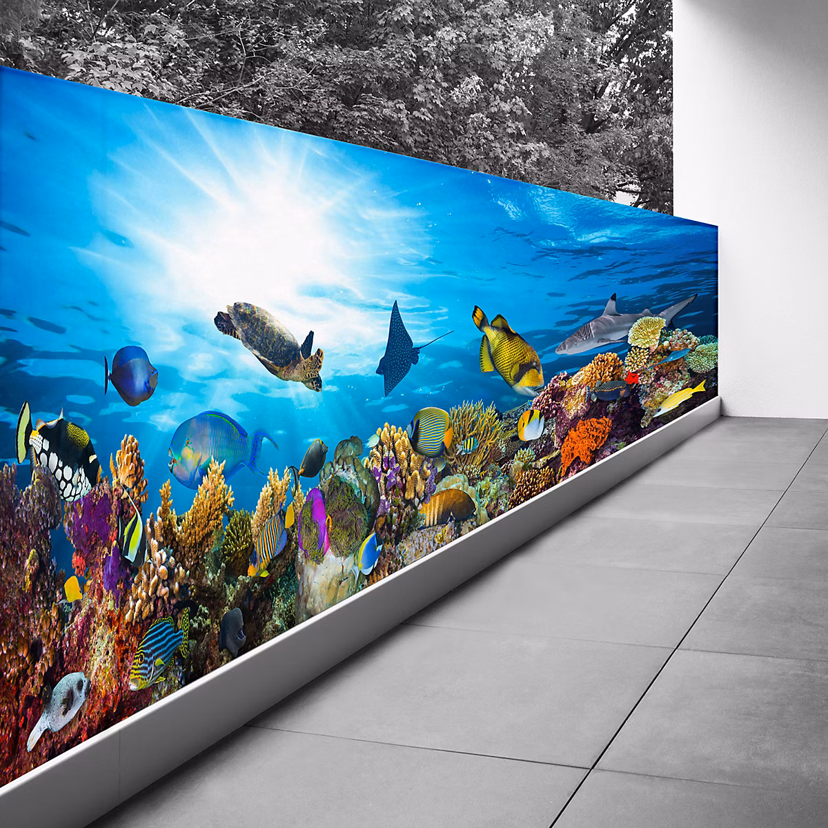 Brise vue Trompe l'oeil – 120 × 360 cm, Océan 3617689699165