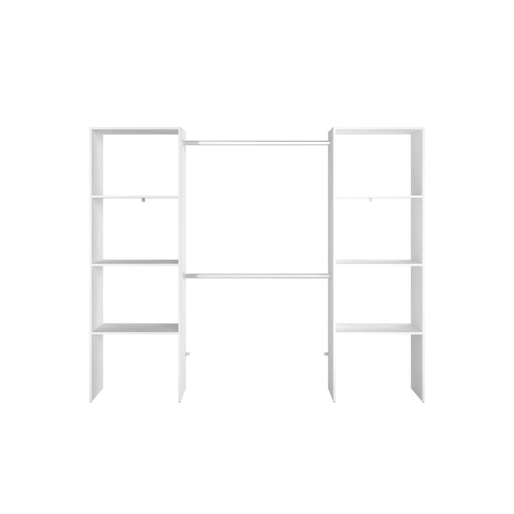 CONCEPT USINE Dressing blanc 6 étagères 2 penderies 220 x 40 x 180 cm elysee