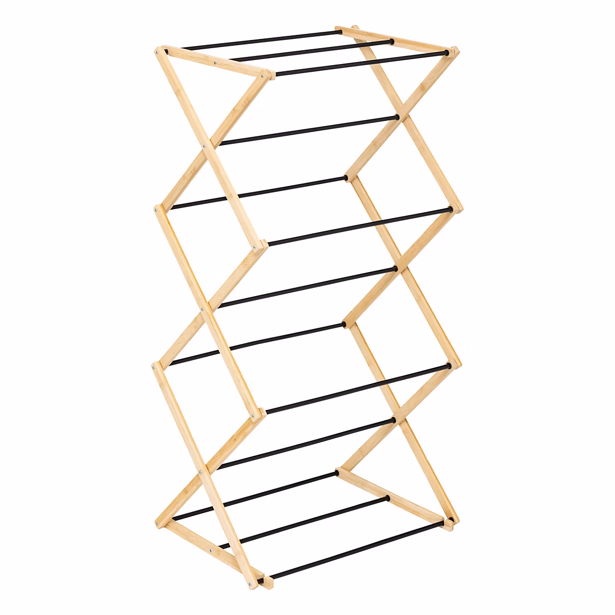 Etendoir à linge accordéon 3 niveaux noir et effet bois l. 54 x H. 106 x P. 36 cm 5five Simply Smart Black | Etendoir à linge