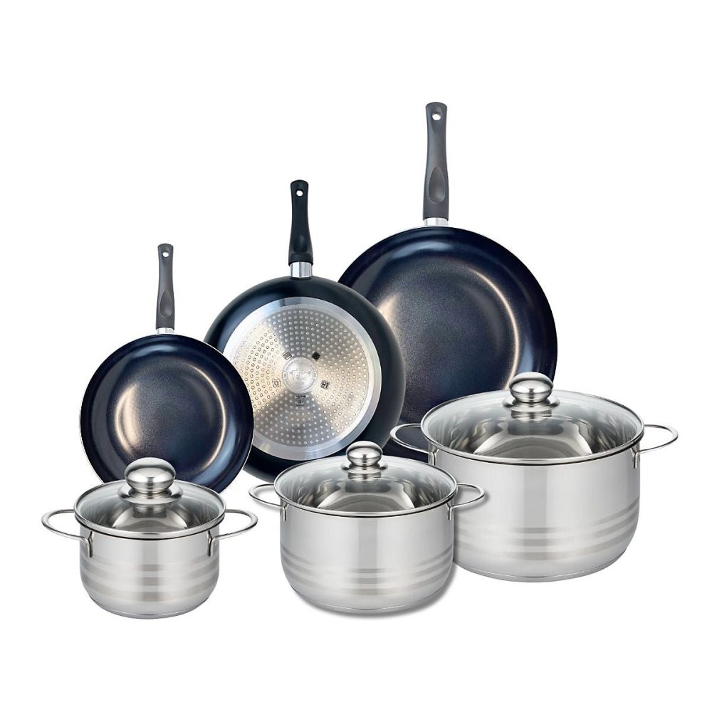 Ensemble de 3 Poêles de cuisson 20 – 24 et 28 cm et 3 faitouts 16 | 20 et 24 cm Elo Prima Brillant