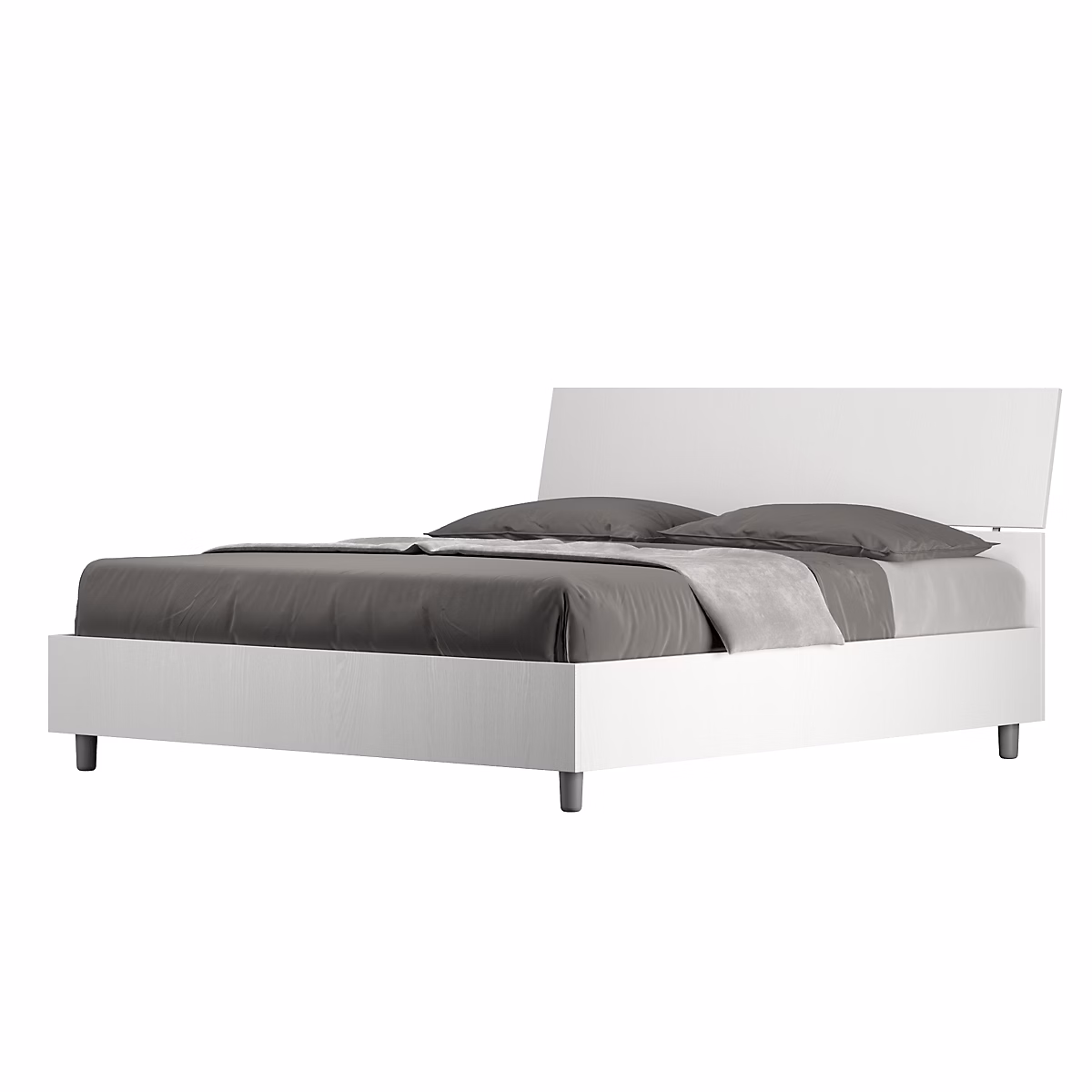 Coffre Lumineux Double Demas 160X200 Avec Tête Éclairée Inclinée – Façade Blanche